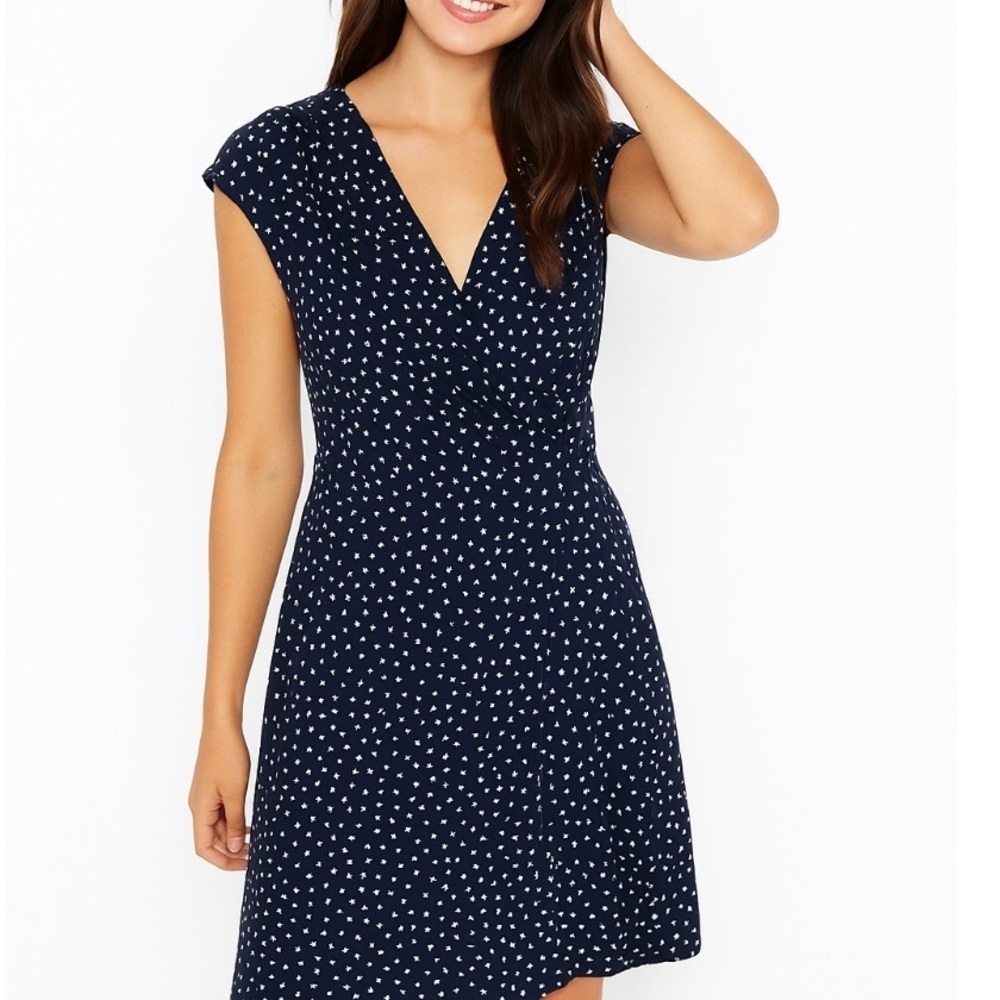 Charter Club Size Medium Navy White Polka Dots Sleeveless Dress